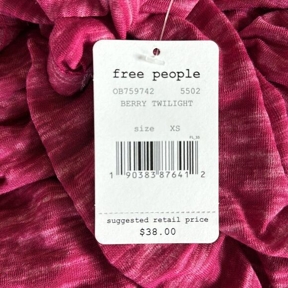 NWT Free People Brisbane Lightweight Racerback Mock Neck Tank Top Fuchsia XS - Picture 14 of 16